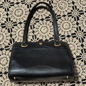 John Romain Vintage Elegant Black Leather Handbag